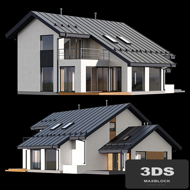 Two-storey cottage with click seam roof