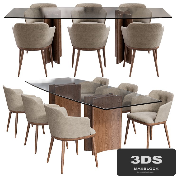 Porada Alan Botte Cristallo Table and Celine Chair