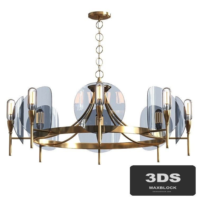 Concave Smoked Lucite Disc Chandelier