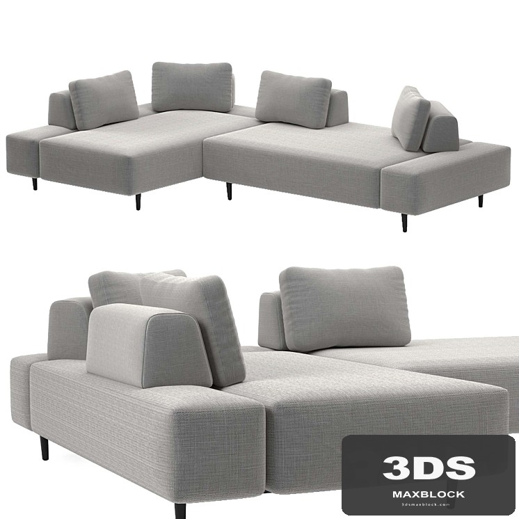 Divan mist gray left sectional sofa