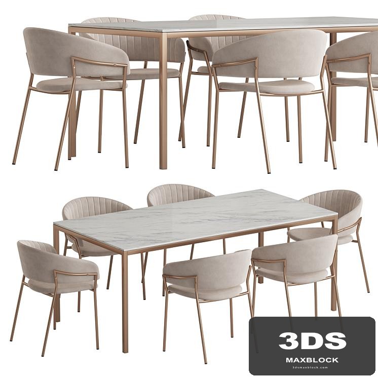 West Elm Frame table Piza chair dining set