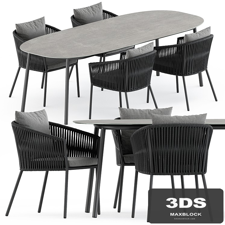 Porto Dining Chair by burkedecor and Tosca table by Tribu