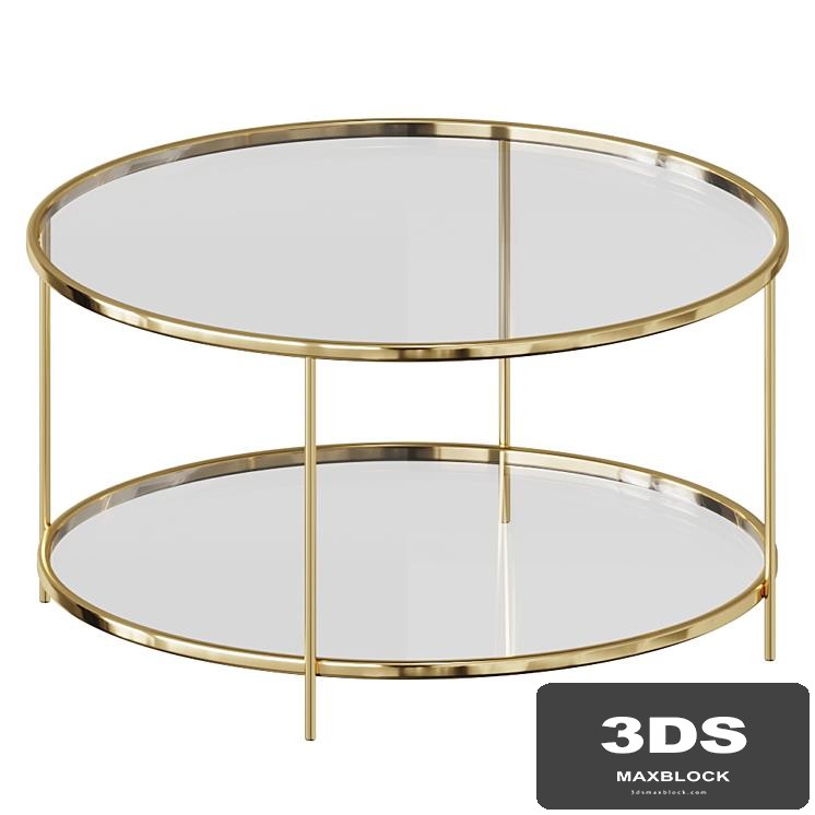Danilo Coffee table coffee table Side table in gold metal and glass