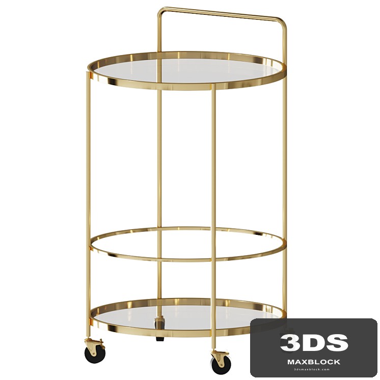 Paola Kitchen trolley glass and gold plated metal table on wheels Coffee table coffee table