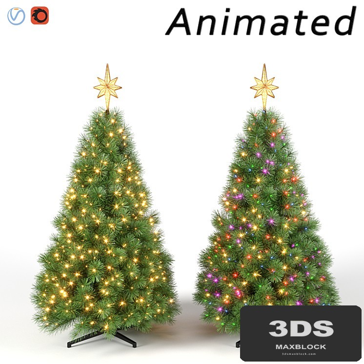 Christmas tree with animated lights Set 2