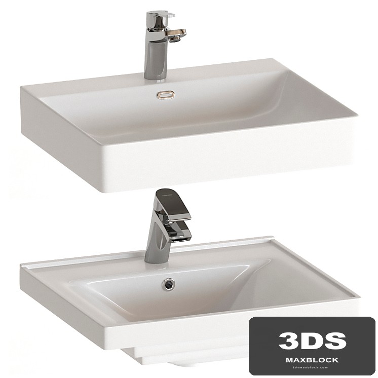Set of washbasins with mixers