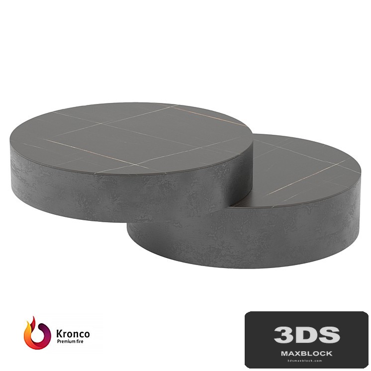 Round coffee table made of Kronco Duet porcelain stoneware