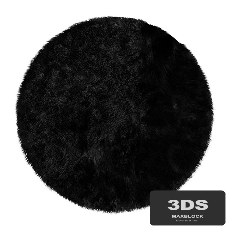 Round fluffy black carpet