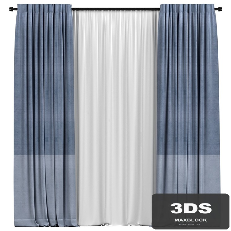 Curtains with tulle in two colors