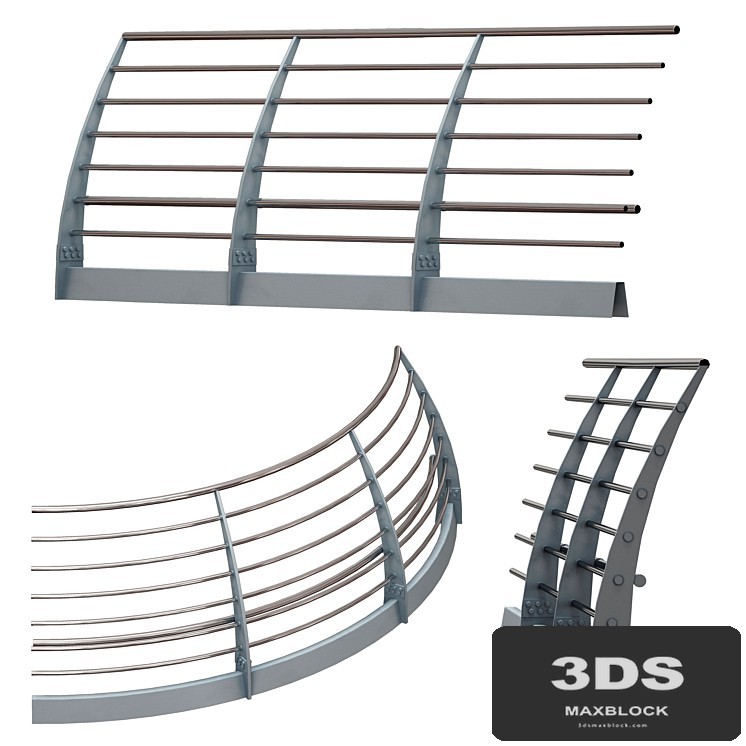 Metal bridge, deck fencing of the embankment