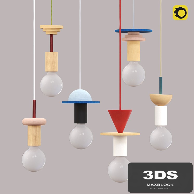 Playful Colorful Memphis Pendants Cluster