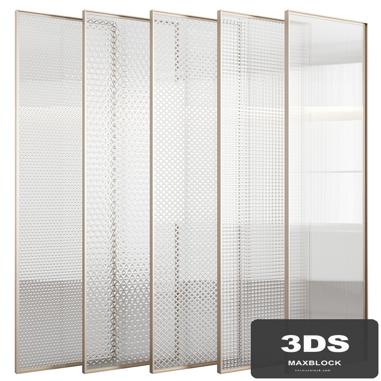 Set of decorative partitions with embossed glass