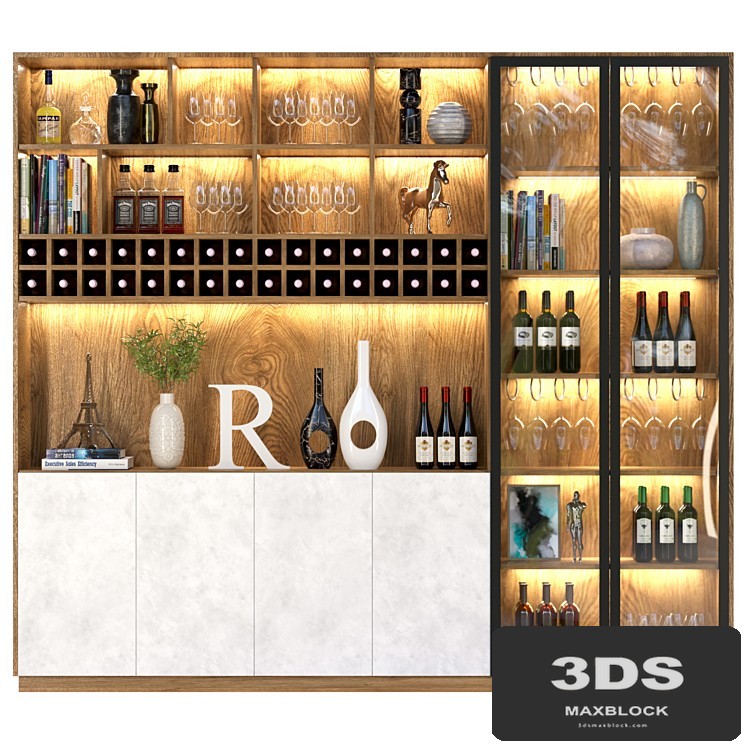 Wardrobe - bar with alcohol. Wine