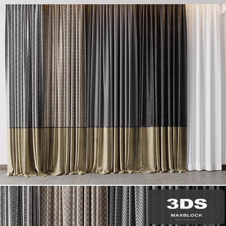 Hadi Gray & Gold Curtains 55 Soft Curtains and Linen Silk Fabric