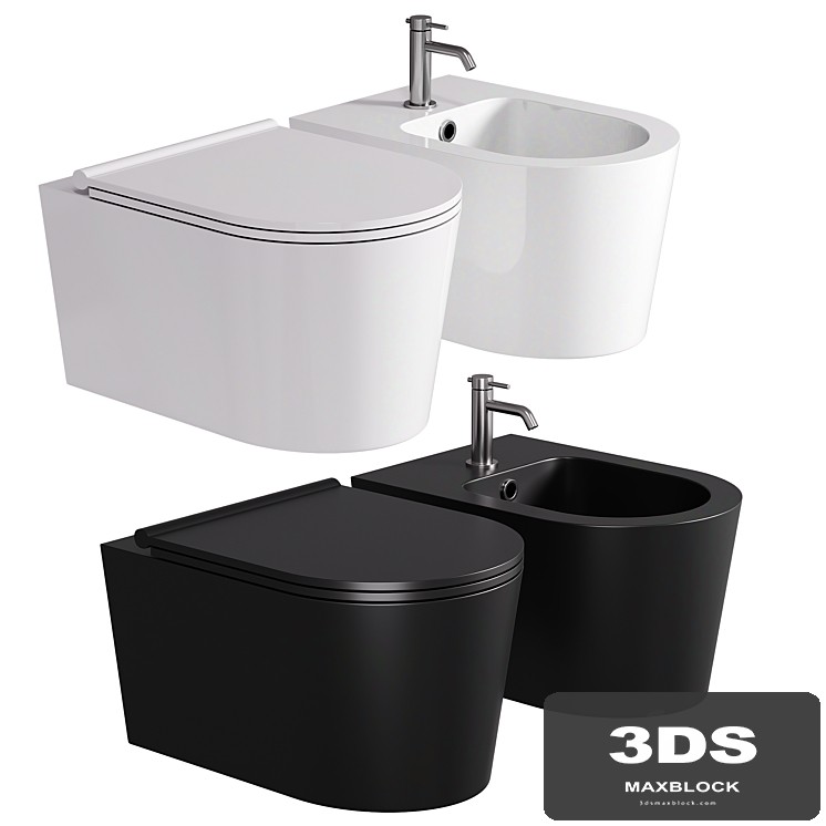 Saqu Trend compact hangtoilet randloos incl. toiletbril mat zwart