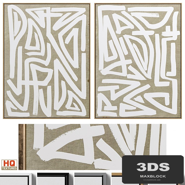 Large Mid-Century Abstract Neutral Wall Art C-446