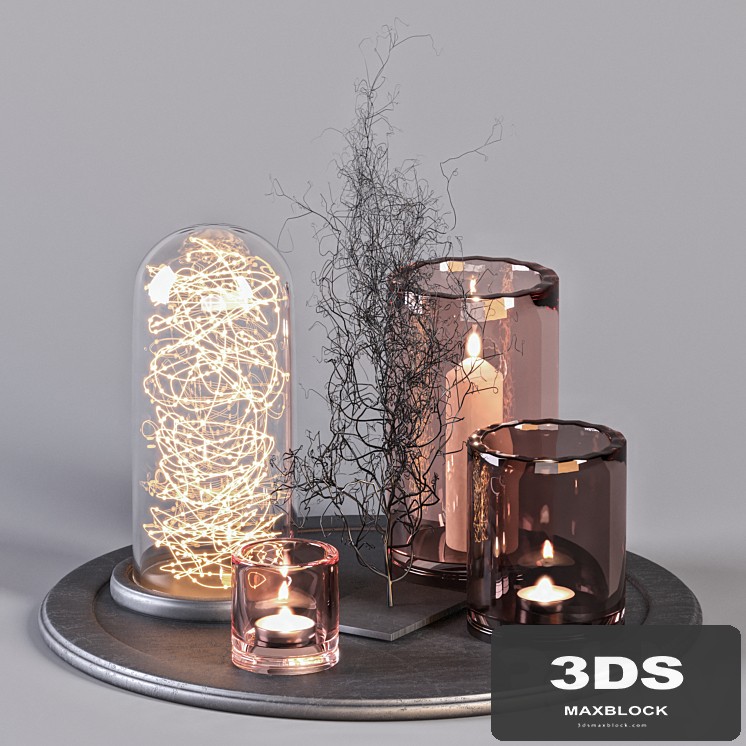 Decorative Set 16 - Candles and Metal Branches