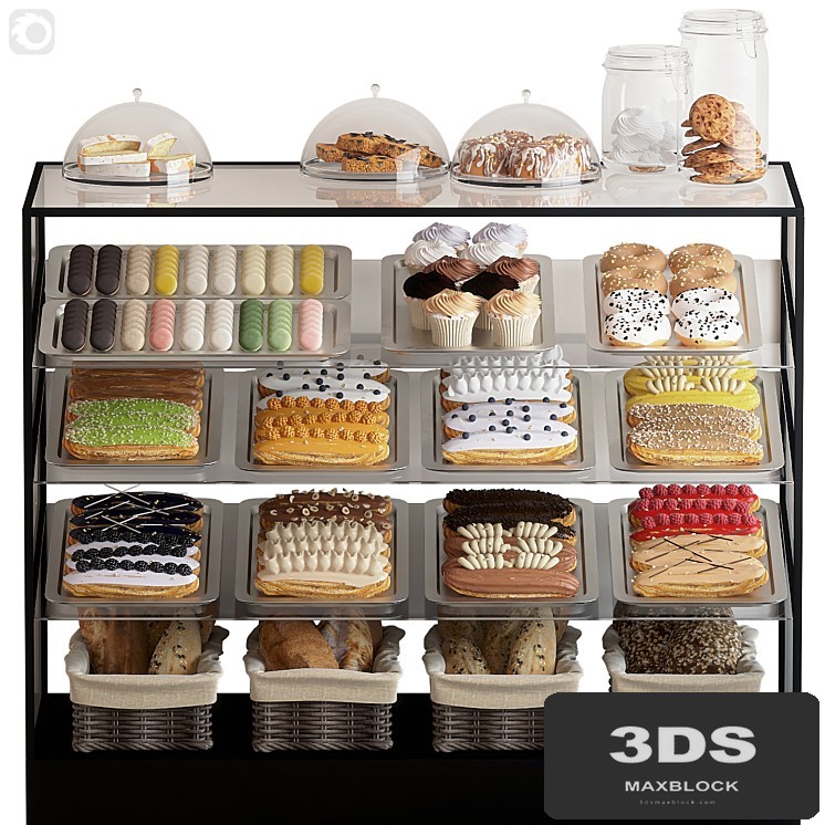 Showcase with confectionery. corona
