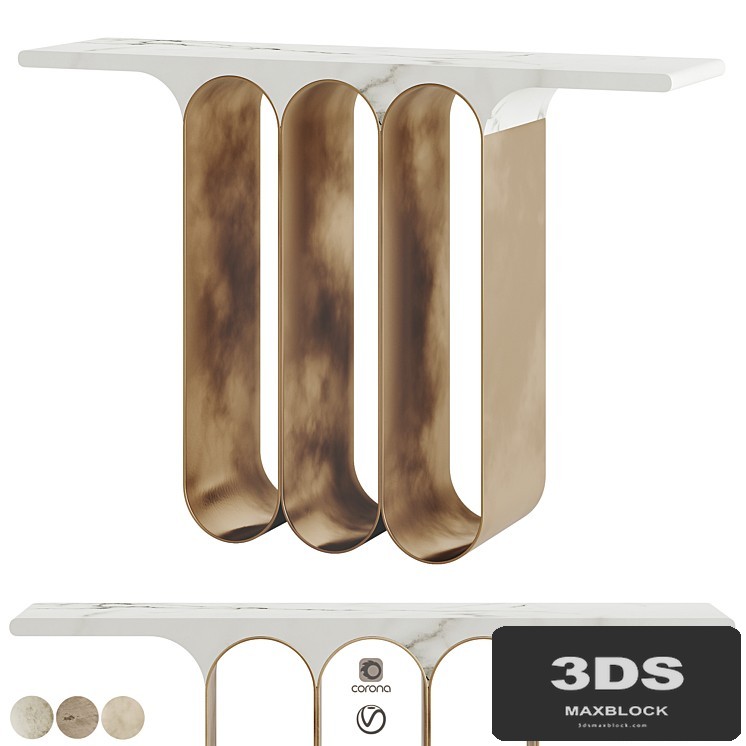 Herve Langlais Steel 3 Marble Console