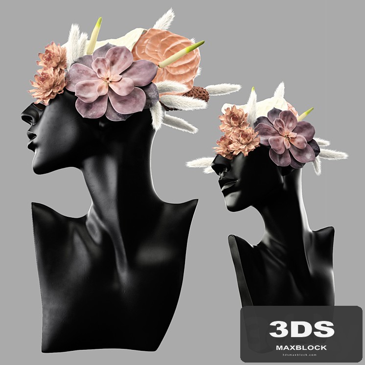 Mannequin Head Bust with a bouquet