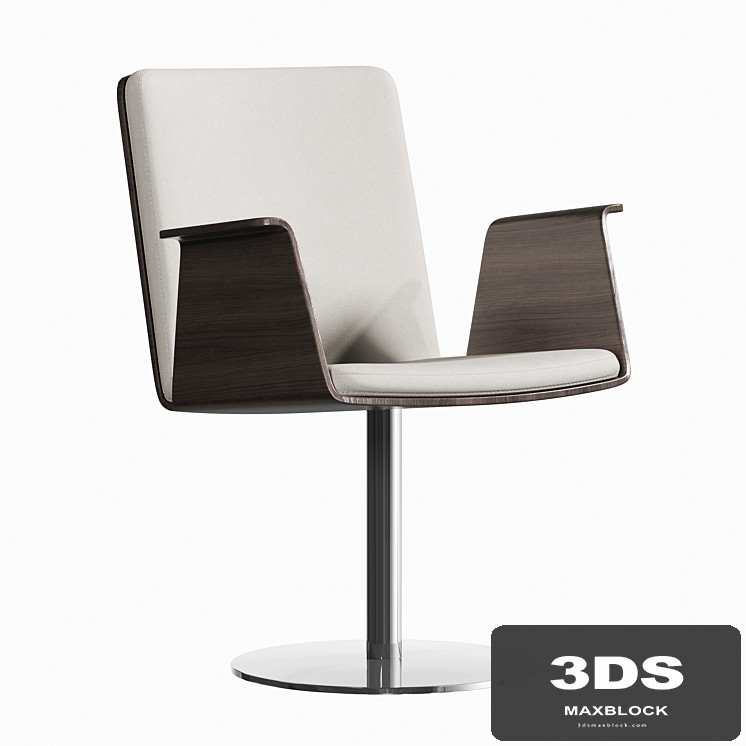 SELLEX DON Swivel fabric chair with armrests
