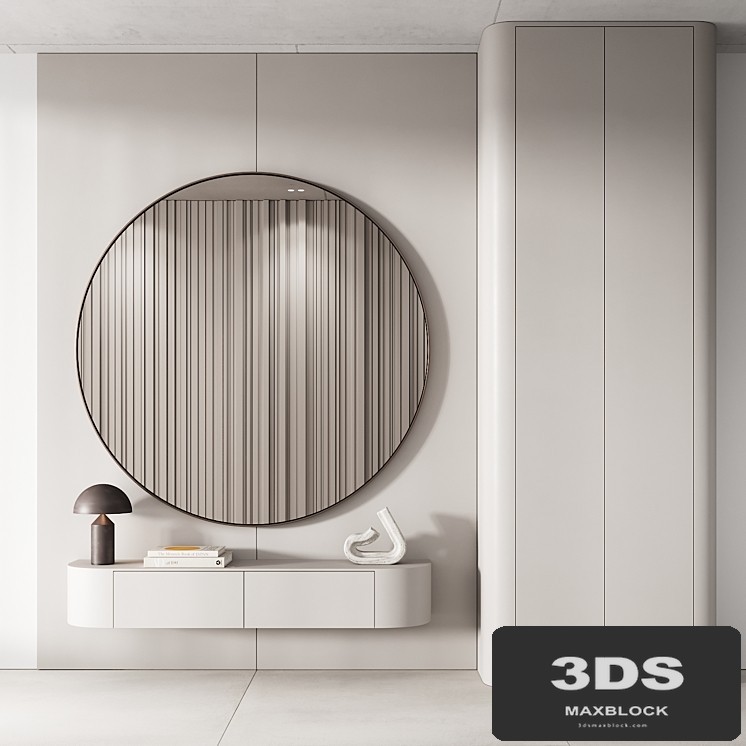 144 hallway zone 03 minimal modern with circle mirror 01