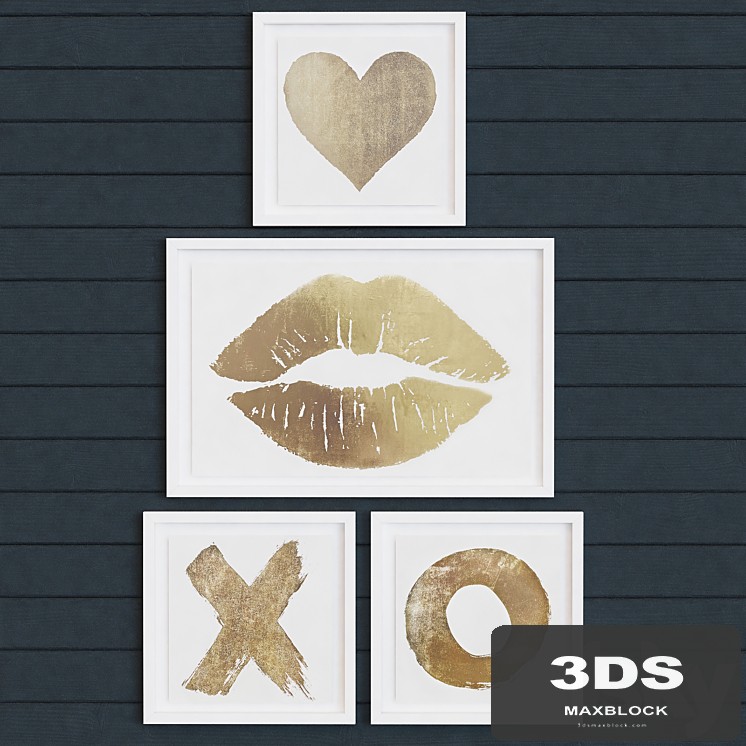 HUGS &amp; KISSES METALLIC FOIL ART