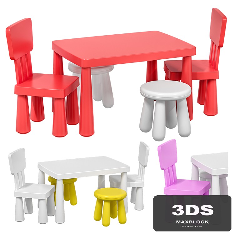 IKEA - MAMMUT Children's table / Children's chair / Children's stool