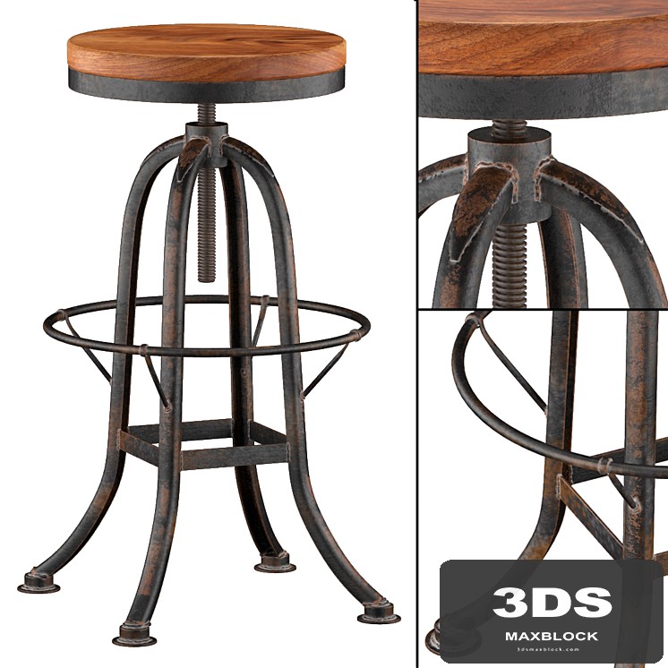 Oleg Industrial loft Iron Base Reclaimed Wood Bar Counter Stool