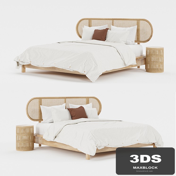 Scandinavian Rattan Bed.01