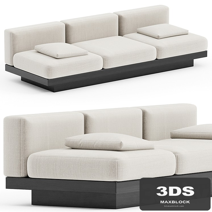 BENCH THREE SEATER BONE - BLACK INDOOR RUDOLPH