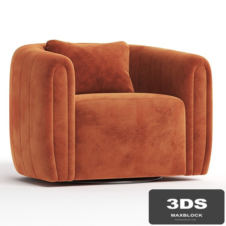 Wide Velvet Swivel Barrel Chair