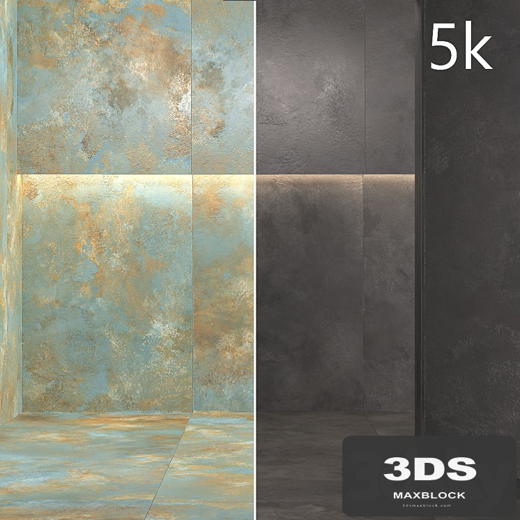 Porcelain tile Laminam OSSIDO VERDERAME, NERO. 3000x1000 mm.