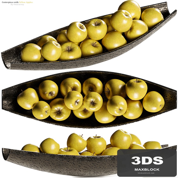 Allegra Centerpiece Bowl with Yellow Apples