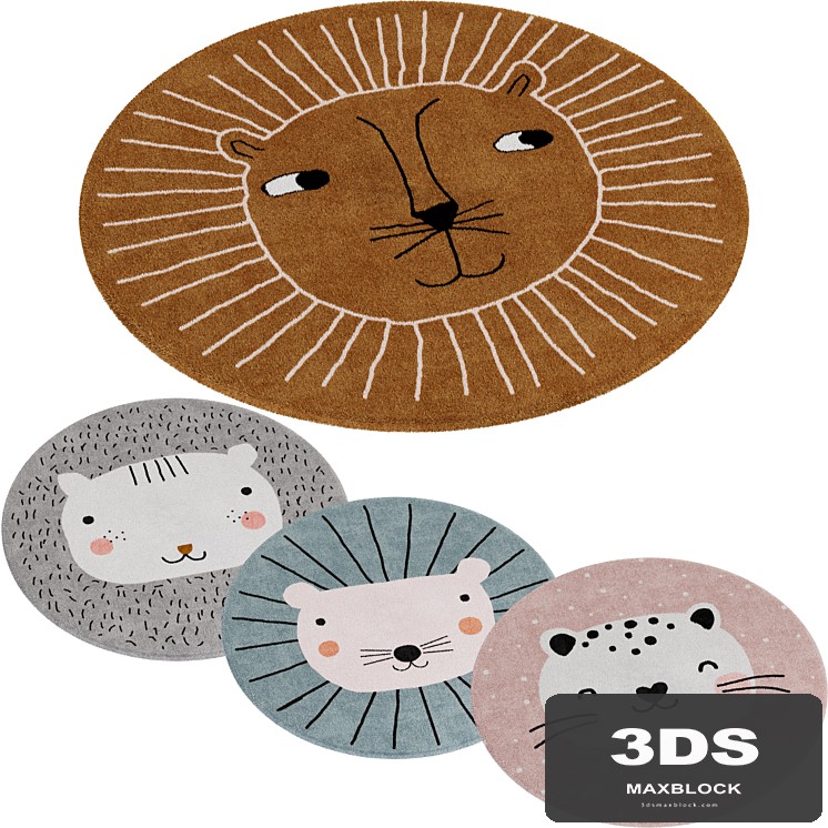 oyoy Lion rug set with three other rugs