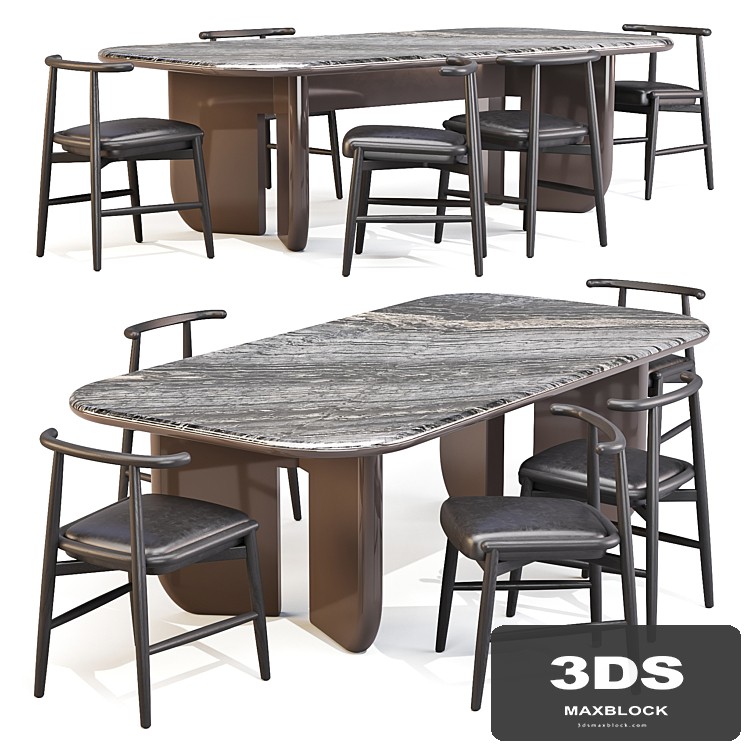 Dining Set: Meridiani (Italo Table and Emilia Chairs)