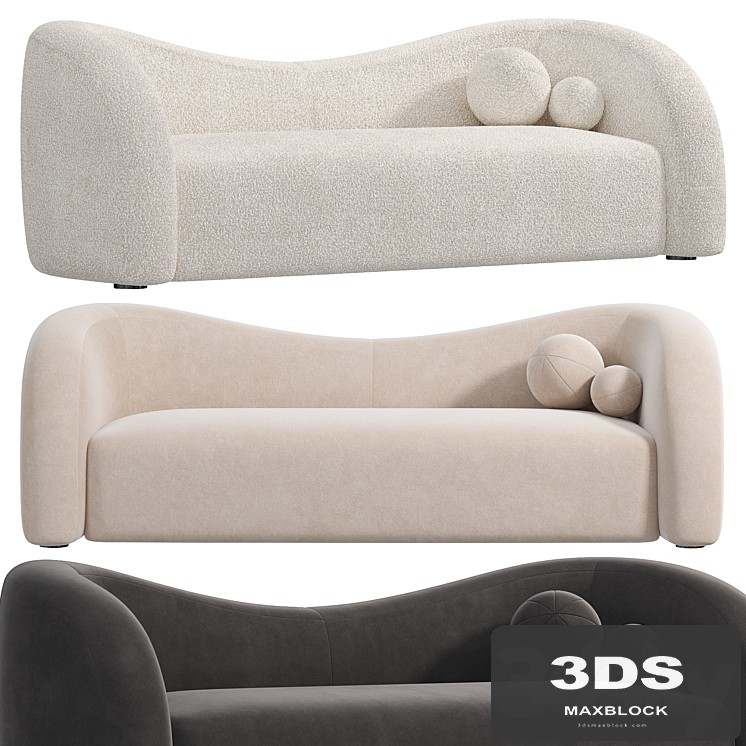 Boucle Upholstered Curved 2 Seater Sofa for Living Room