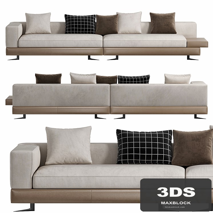 White Saddle Hide Sofa by Minotti