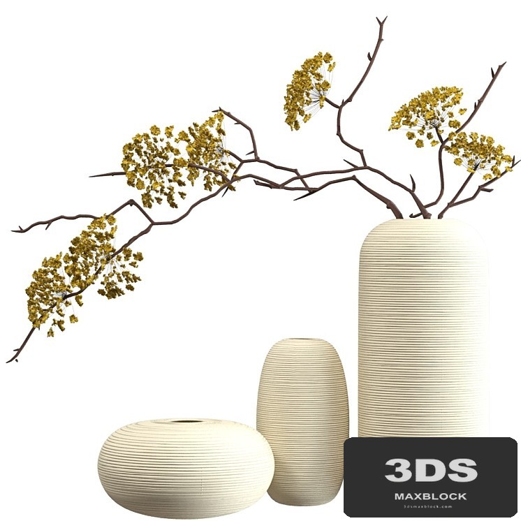 Bouquet of branches in vases