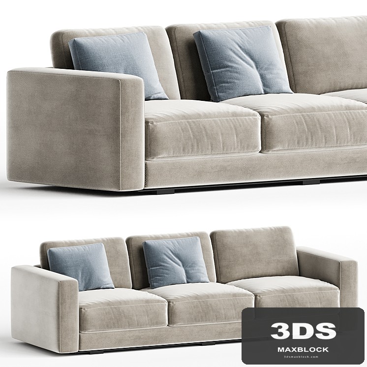 Contemporary Slipcovered Living Room Square Arm Pillows Seating