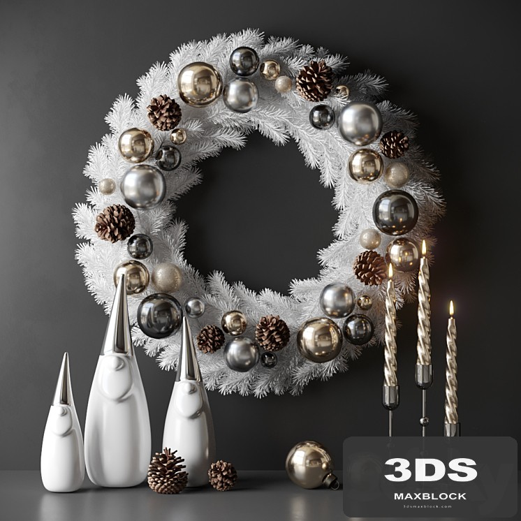 Christmas decor with candles and wreath