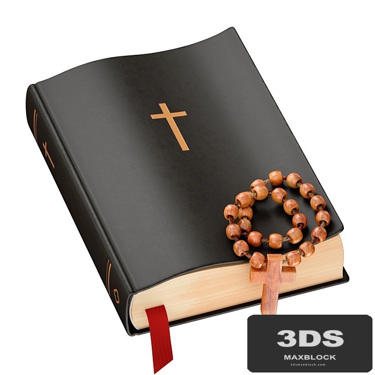 Bible Book Cross with rosary
