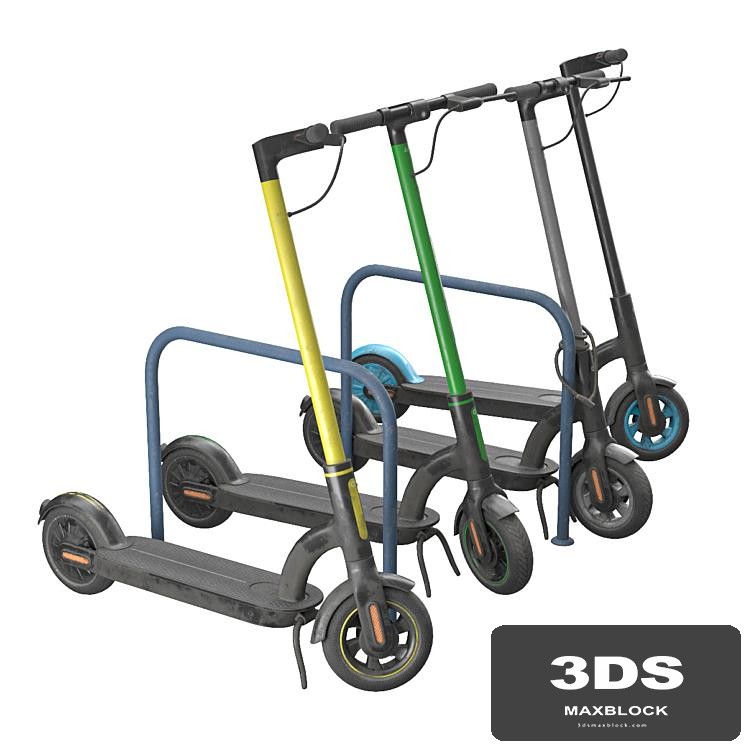 Electric scooters of different colors