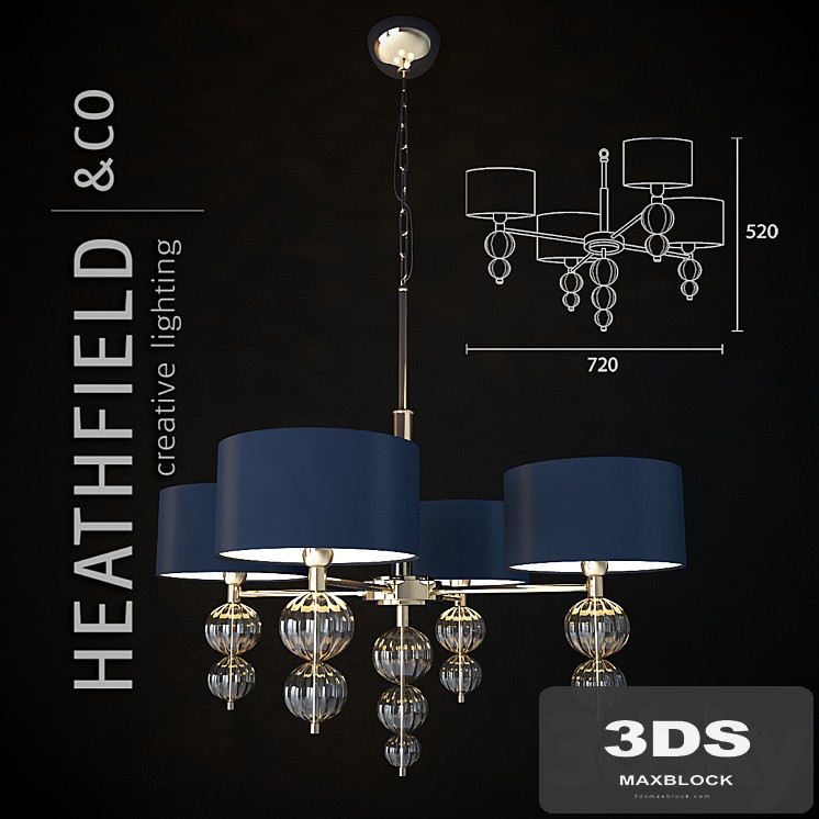 Chandelier Heathfield ALETTE CHANDELIER NICKEL OPAL JADE