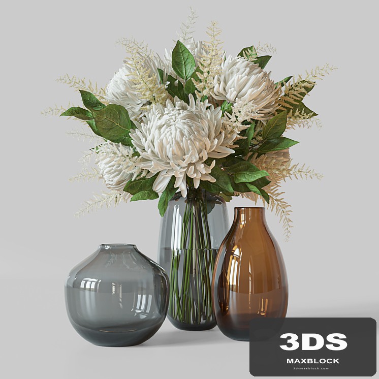 Flower Set 050 white Chrysanthemum Astilbe