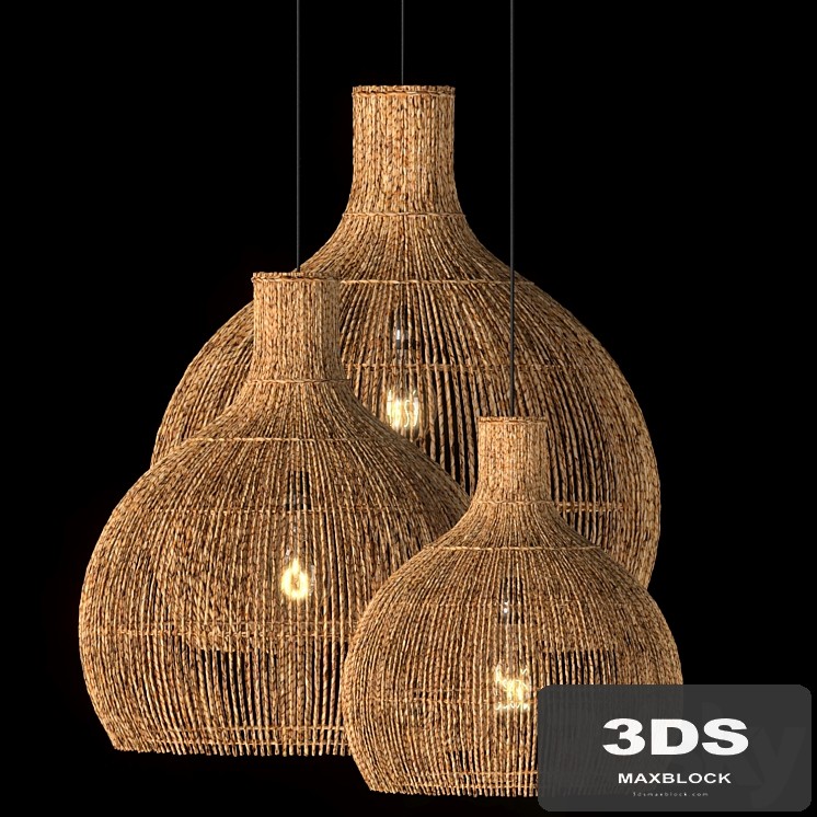 Hanging vintage rattan lamp