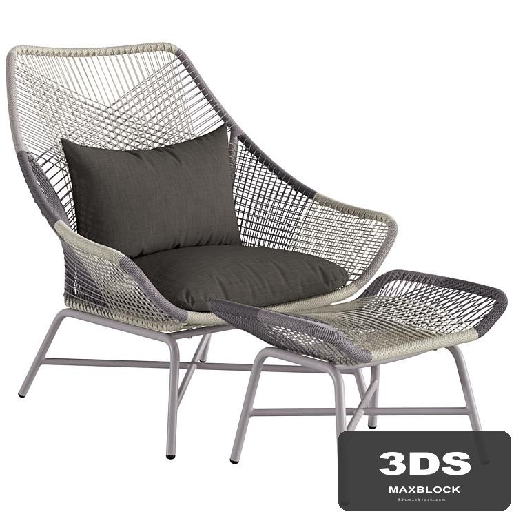 West Elm Huron Outdoor Lounge Chair Large and Ottoman