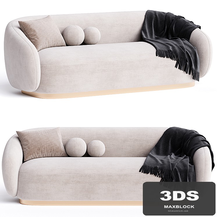 Boucle Cream Brass Base Sofa - Eichholtz Brice