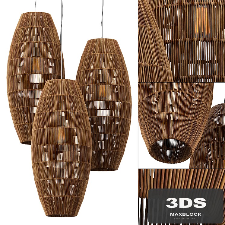 Lamp wicker barrel n1