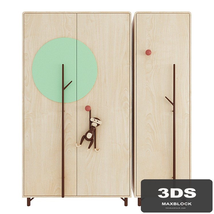 Childrens wardrobe - Cheerful monkey